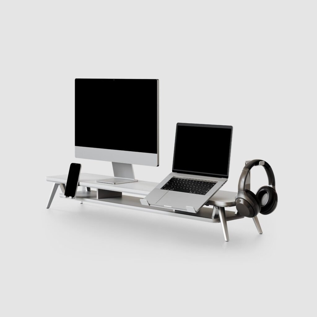 Monitor Riser with Open Storage Slot