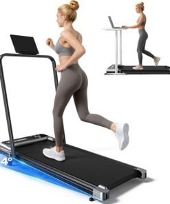 Walking Pad Treadmill with Handle Bar and Adjustable Incline, Compact Portable Treadmills for Home Office, 2.5HP Quiet Anti-Slip Under Desk Treadmills, 0.6-3.8 MPH Remote Speed Control, 265 LBS