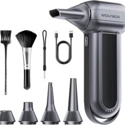 WOLFBOX MF100 Electric Air Duster-150000RPM Super Power Cordless Air Duster, Rechargeable Brushless Motor Durable Blower, 3-Gear Adjustable Dust Blower for Computer, Keyboard, Outdoor, House and Car