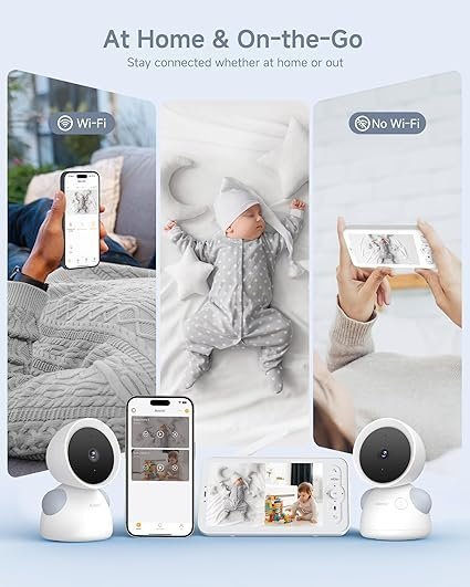 ARENTI Baby Monitor with 2 Cameras, 2K/3MP WiFi 6 Camera and Audio, 5-inch Wireless Screen, Smartphone App, Super Night Vision, Crying Detection, Auto Tracking, Temp&Humidity Sensor (D3 Set) - Image 4