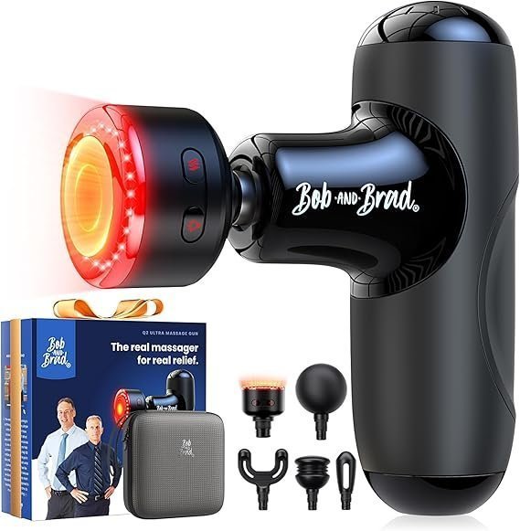 BOB AND BRAD Q2 Ultra Mini Massage Gun with Red Light Infrared Heating Head, Pocket-Sized Deep Tissue Massager for Muscle Therapy, HSA Portable Percussion Massage Gun for Pain Relief FSA Eligible