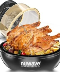 Nuwave Air Fryer Infrared Convection Oven, Cook Fresh or Frozen, No Defrosting or Preheating, 360 Surround Heat, Cooking from 50 to 400 Degrees, 100 Presets, 50 Memory, 360 Food Easy-View, PFAS Free