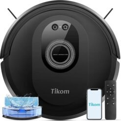 Tikom Robot Vacuum and Mop Combo, 5000Pa Robotic Vacuum Cleaner, 150 Min Max, App & Remote Control, Ideal for Hard Floor, Carpet, Pet Hair, Self-Charge(G8000 Max)