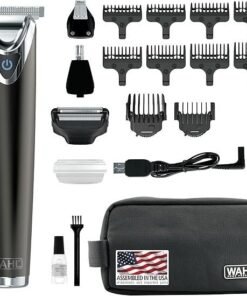 WAHL USA Stainless Steel Lithium Ion 2.0+ Slate Beard Trimmer for Men – Electric Shaver, Nose Ear Trimmer, Rechargeable All in One Men’s Grooming Kit – Model 9864
