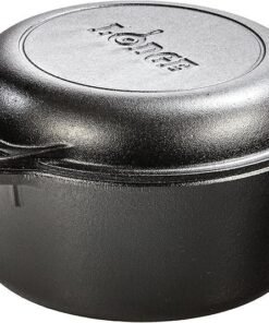 Lodge Cast Iron Double Dutch Oven – Pre-Seasoned 2-in-1 Cast Iron Cookware – Pot & Skillet Combo – Even Heat Retention – Oven-Safe, Versatile Pot – 5 Quart